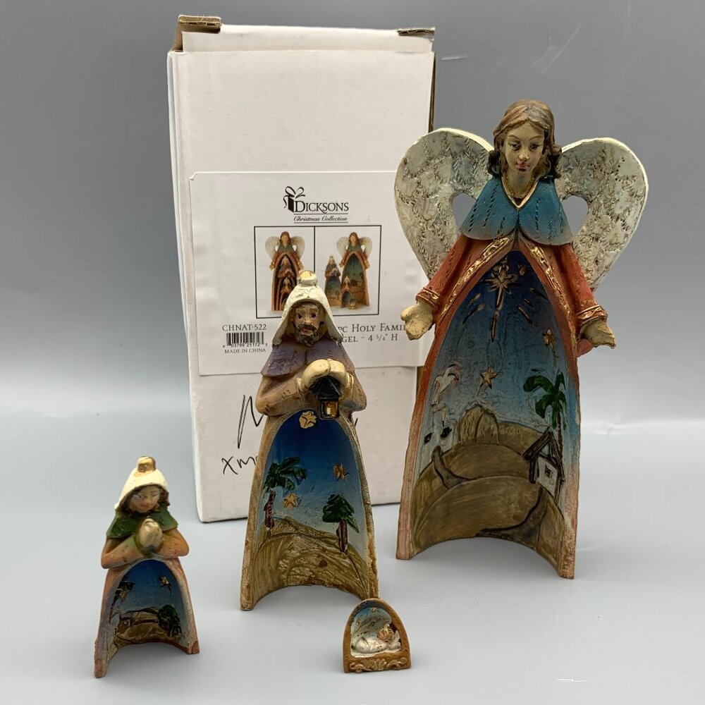 Vintage Dicksons Christmas Collection 4-pc Nesting Holy Family in Box